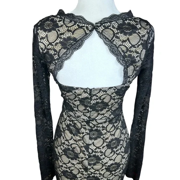 Windsor Whimsigoth Lace Maxi Dress Med Black Dark Romantic Gothic Mesh - Picture 8 of 17